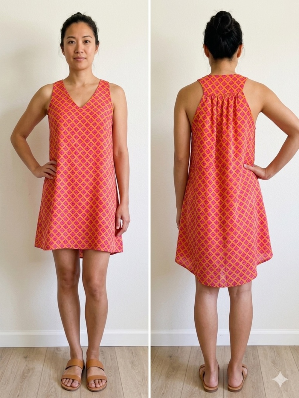 Cameo & Myth Sleeveless, Geometric High-Low Shift Dress in Pink and Orange NWOT - Picture 1 of 16